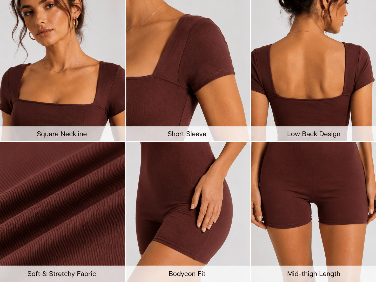 Knitwear 3——Women's Square Neck Short Sleeve Romper Knitwear 3——Women's Square Neck Short Sleeve Romper