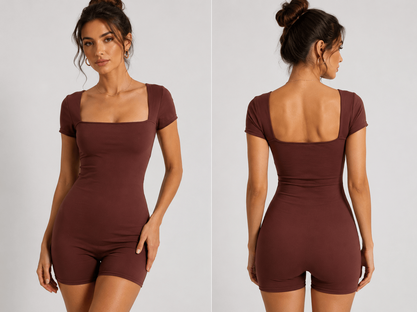 Knitwear 3——Women's Square Neck Short Sleeve Romper