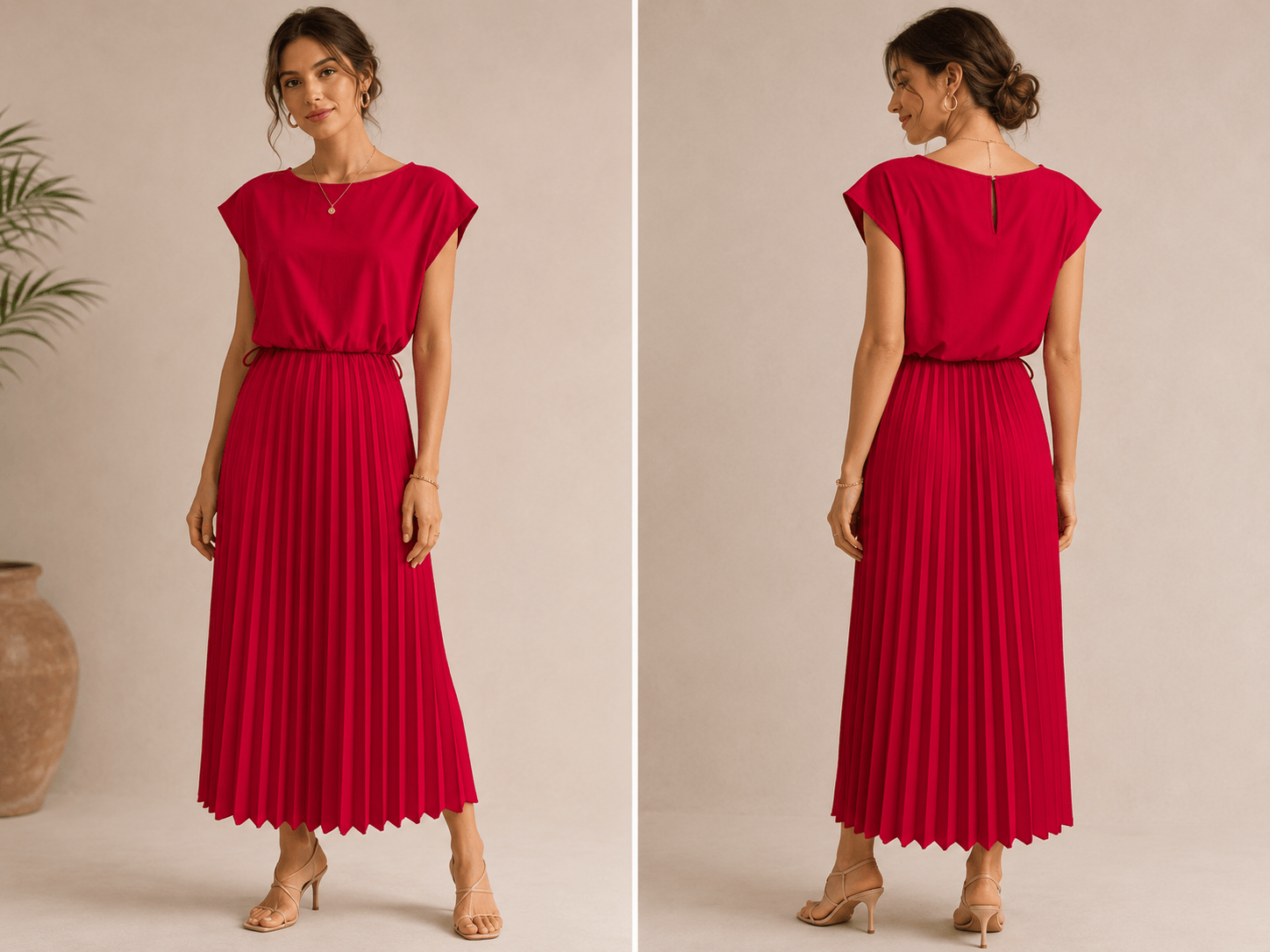 Woven 8——Women's Elegant Pleated Maxi Dress
